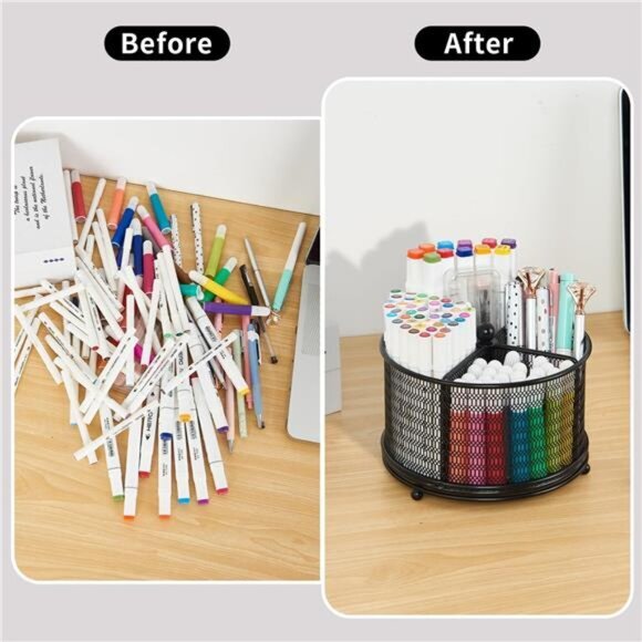 360°‎ Rotate Pencil Holder: Office & Art Supply Organizer, Black - Picture 6 of 8